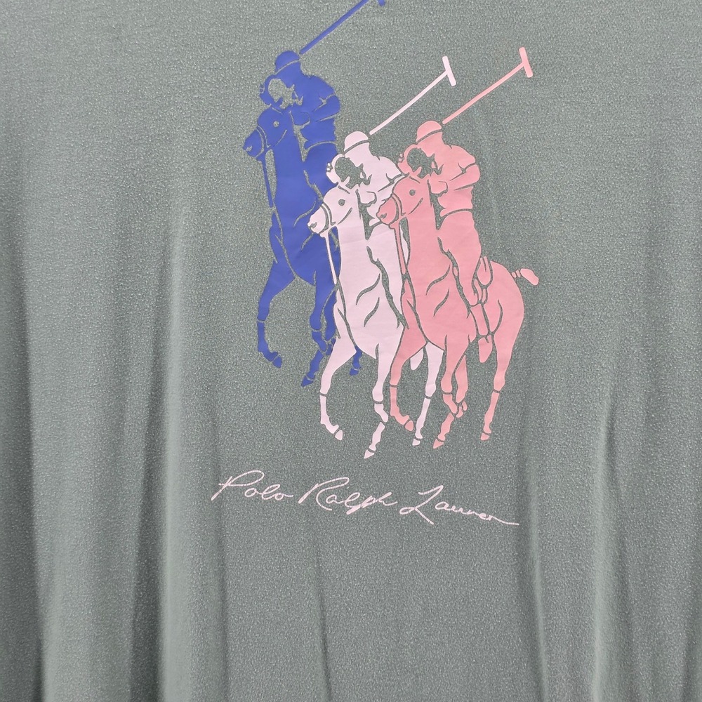 Polo Ralph Lauren T-Shirt Mens 3XLT Heritage Triple Pony Cotton Green Big & Tall - Picture 3 of 9